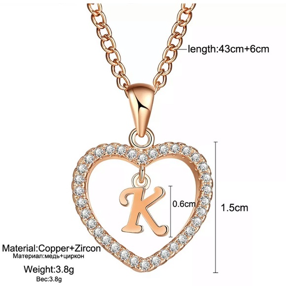 Golden Letter O Love Heart CrystalPendant Necklace - Picture 2 of 2